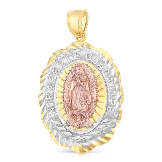 14K Gold Religious Guadalupe Charm Pendant