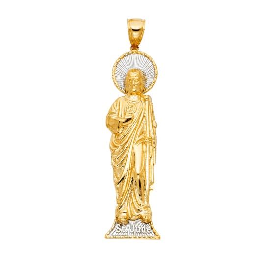 14K Gold St. Jude Religious Cz Pendant