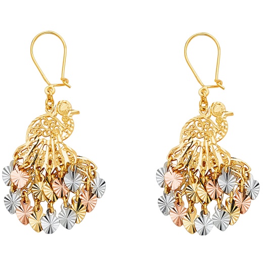 Ioka 14K Gold Diamond Cut Chandelier Hanging Earrings