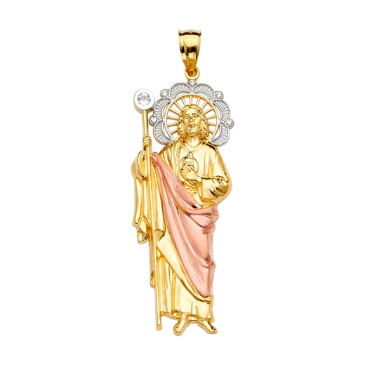 14K Gold St. Jude Religious Pendant
