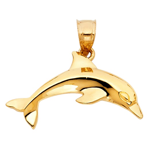 14K Gold Dolphin Charm Pendant