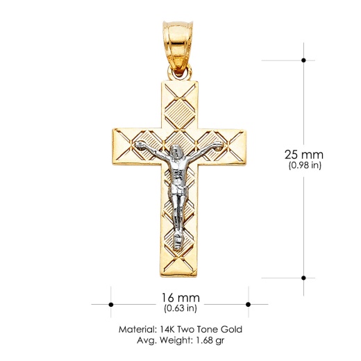14K Gold Jesus Crucifix Cross Religious Pendant - Ioka
