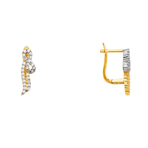 14K Gold Cz Stone Earrings - Ioka