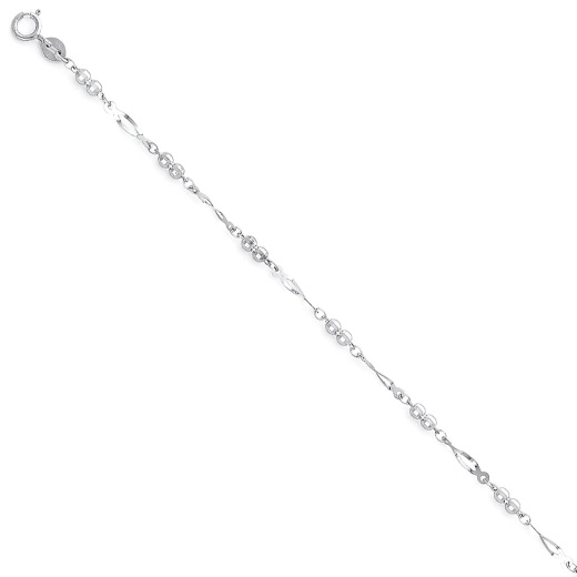 14K Solid Gold Light Beads Bracelet - 7+1