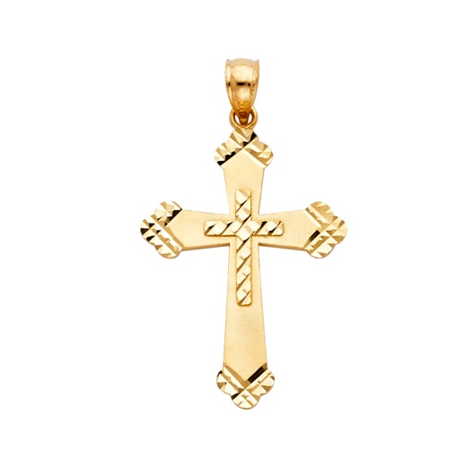 14K Gold Religious Cross Charm Pendant