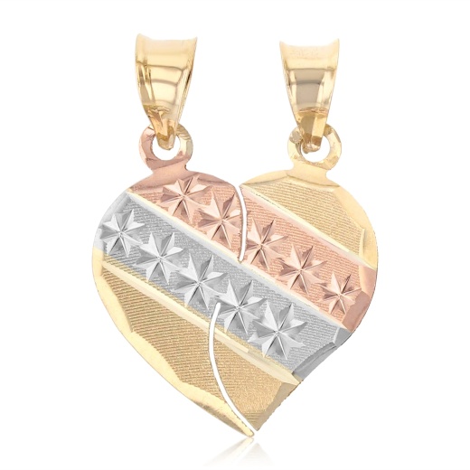 14K Gold Heart 2 Piece Charm Pendant Set by Ioka