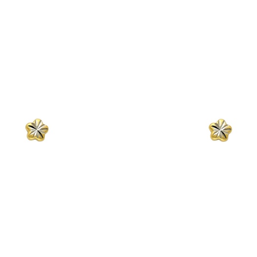 14K Gold Diamond Cut Flower Stud Earrings - Ioka