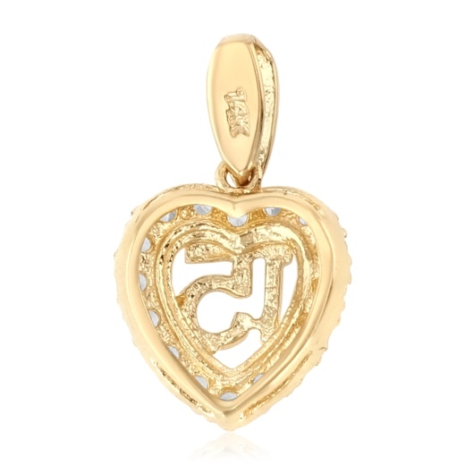 14K Gold 15 Years Birthday Quinceanera Heart Cz Charm Pendant
