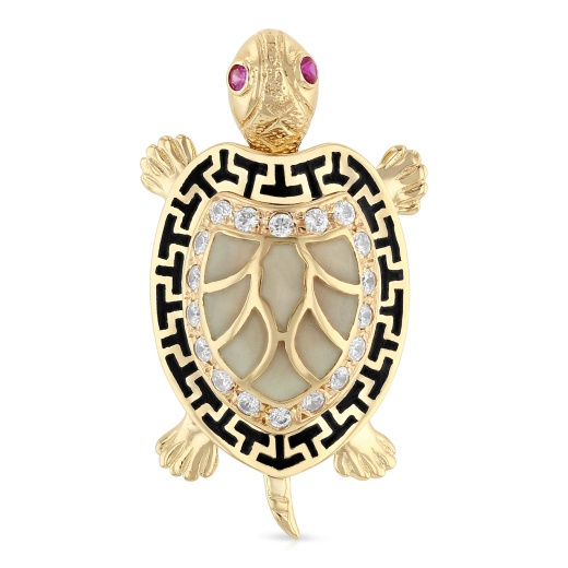 14K Gold Turtle Charm Pendant