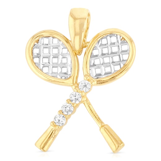 Ioka Jewelry 14K Gold Tennis Racket Charm Pendant