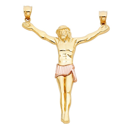 14K Gold Jesus Body Crucifix Cross Religious Pendant