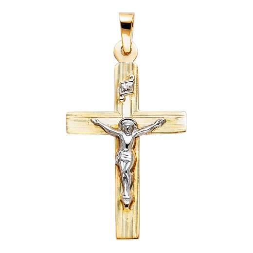 14K Gold Religious Crucifix Charm Pendant