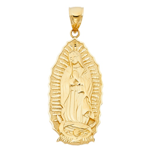 14K Gold Religious Guadalupe Charm Pendant - Ioka