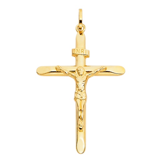14K Gold Ioka Religious Crucifix Charm Pendant