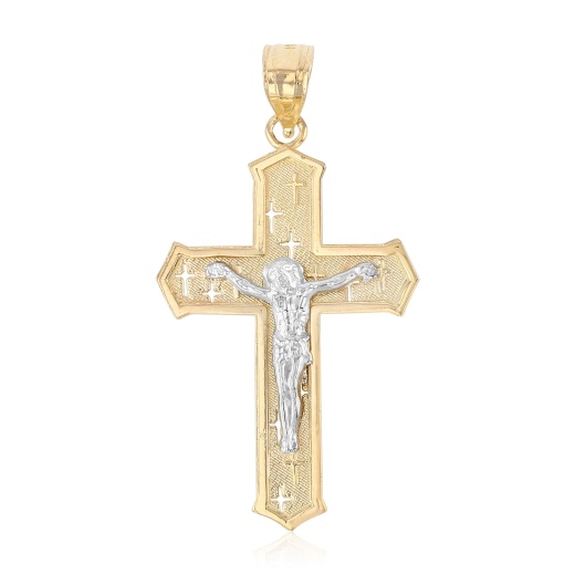 Ioka 14K Gold Jesus Crucifix Cross Religious Pendant
