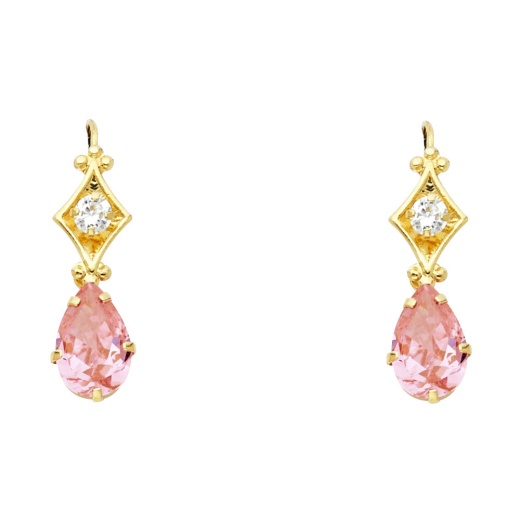 14K Gold Tear Drop Hanging Earrings - Ioka IG-01-801-0477