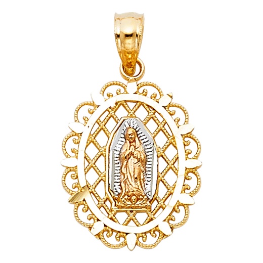 14K Gold Religious Guadalupe Charm Pendant