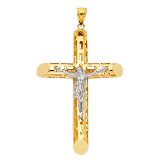 14K Gold Religious Crucifix Charm Pendant