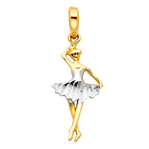 14K Gold Dancing Twirl Ballerina Charm Pendant - Ioka
