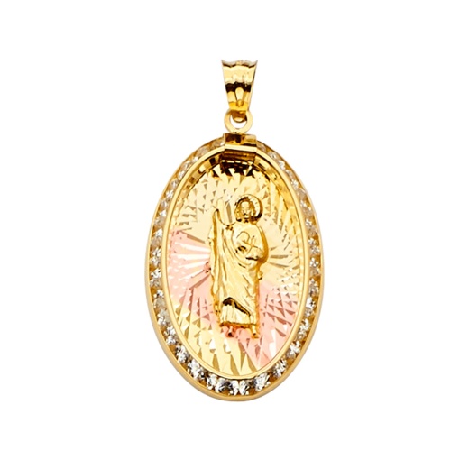 14K Gold St. Jude Religious Cz Charm Pendant