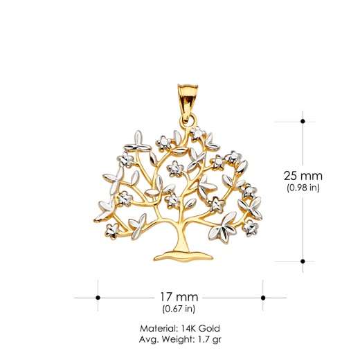 14K Gold Family Tree Charm Pendant - Ioka Jewelry