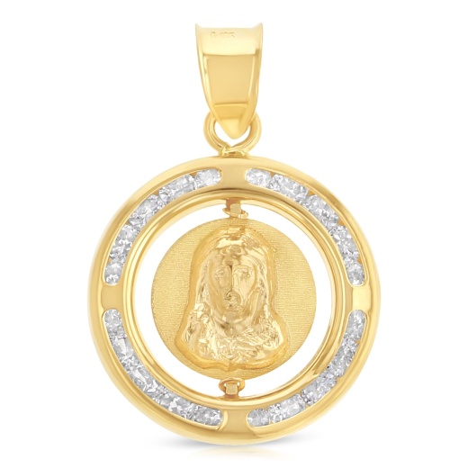 14K Gold Double Sided Round Religious Pendant - Ioka