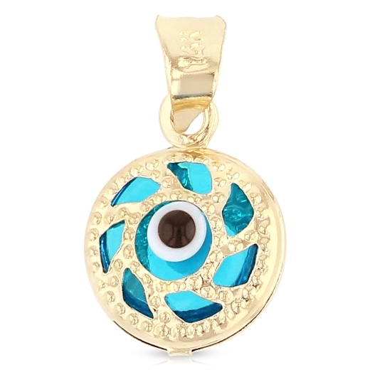 14K Gold Evil Eye Charm Pendant - Ioka Jewelry