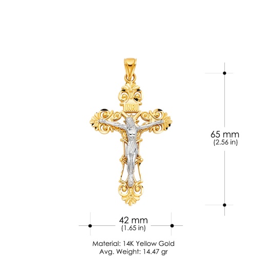 Ioka 14K Gold Religious Crucifix Charm Pendant - A Symbol of Faith and Devotion