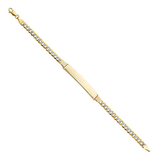14K Solid Gold Cuban Link ID Bracelet - 7.5in