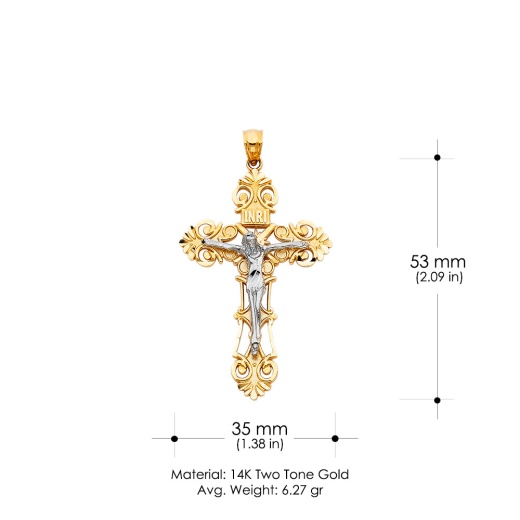 14K Gold Ioka Religious Crucifix Charm Pendant