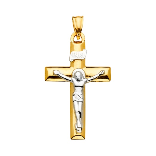 14K Gold Crucifix Cross Religious Pendant