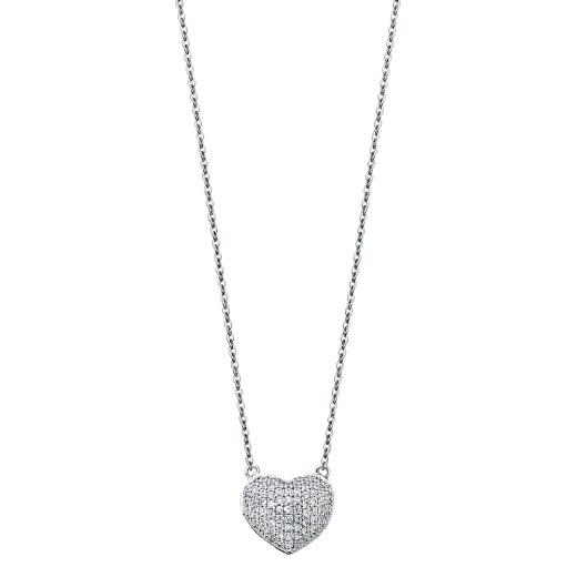 Ioka 14K Gold Heart With Micro Pave Cz Pendant Chain Necklace - 17+1'