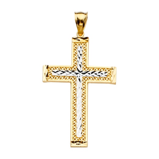 14K Gold Cross Religious Charm Pendant