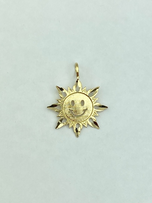 14K Gold Sun Charm Pendant