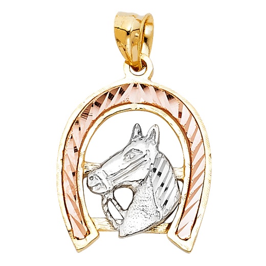14K Gold Lucky Horseshoe Charm Pendant