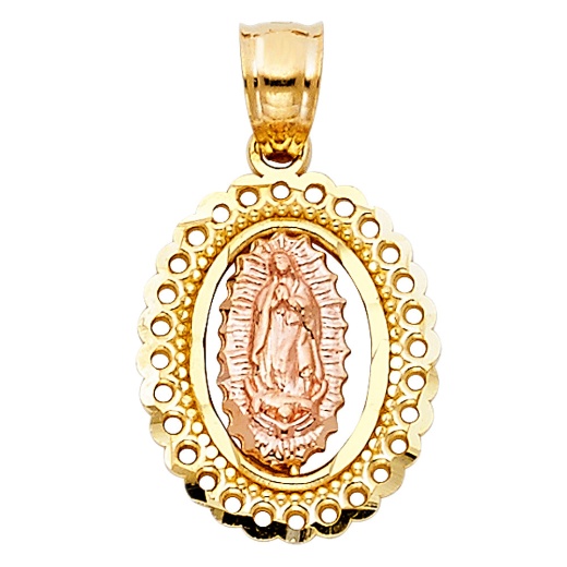 14K Gold Ioka Religious Guadalupe Charm Pendant