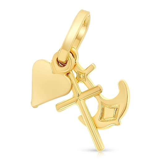 14K Gold Faith, Hope, And Charity Lucky Charm Pendant - Ioka
