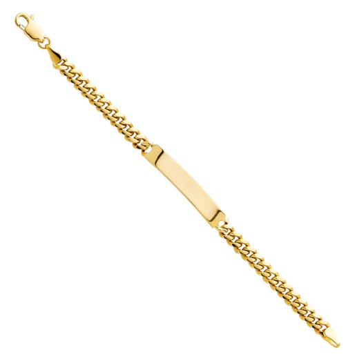 Ioka 14K Solid Gold Cuban Plain Junior Id Bracelet - 6'