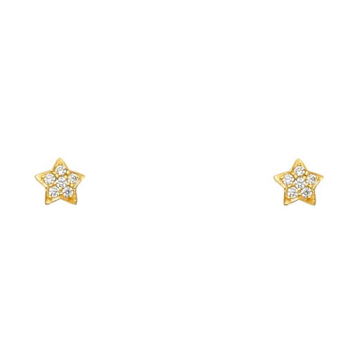 14K Gold Cz Star Stud Earrings - Ioka