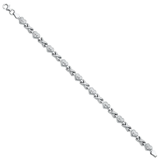 14K Solid Gold Stampato Hearts Hugs And Kisses Bracelet - 7.25"