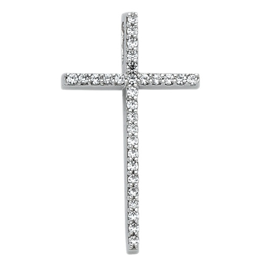 14K Gold Fancy Cross Cz Studded Religious Pendant - Ioka