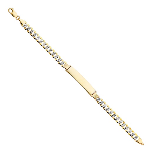 14K Solid Gold Cuban Wp Id Bracelet - 8.5 inches