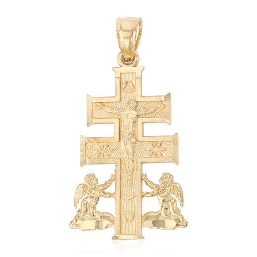 14K Gold Jesus Crucifix Cross of Caravaca Religious Pendant - Ioka