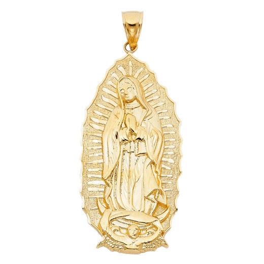 14K Gold Religious Guadalupe Charm Pendant - Ioka
