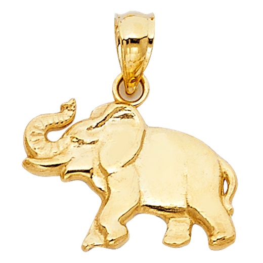 14K Gold Elephant Charm Pendant