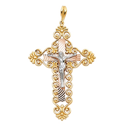 14K Gold Religious Crucifix Charm Pendant from Ioka