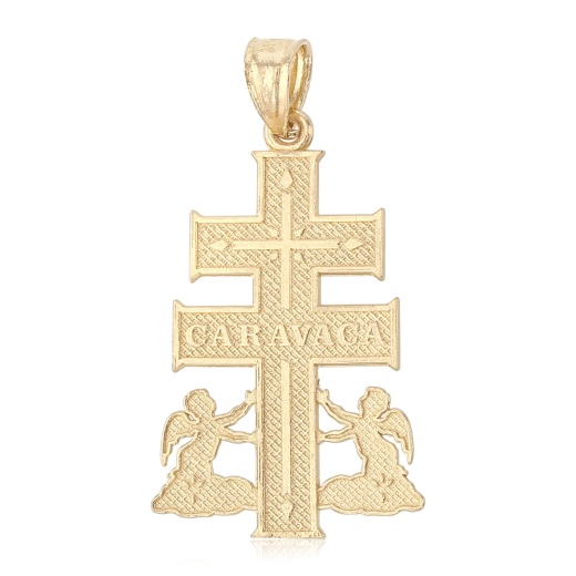 14K Gold Jesus Crucifix Cross of Caravaca Religious Pendant - Ioka