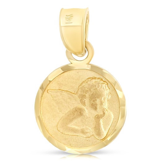 14K Gold Angel Religious Charm Pendant - Ioka