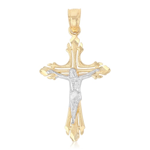 14K Gold Jesus Crucifix Cross Religious Pendant - Ioka