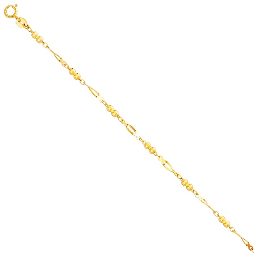 Ioka 14K Solid Gold Light Beads Bracelet - 7+ inches
